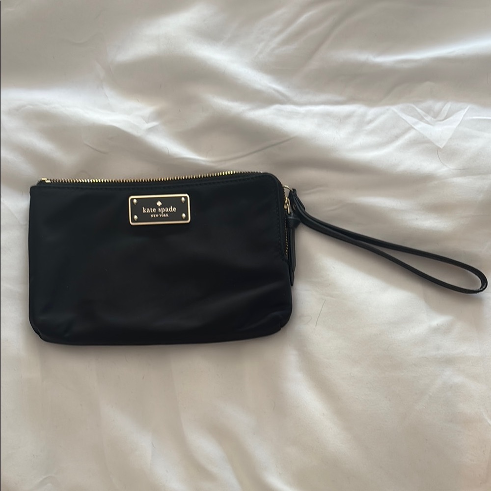 Kate Spade Black Wristlet with Gold Accents